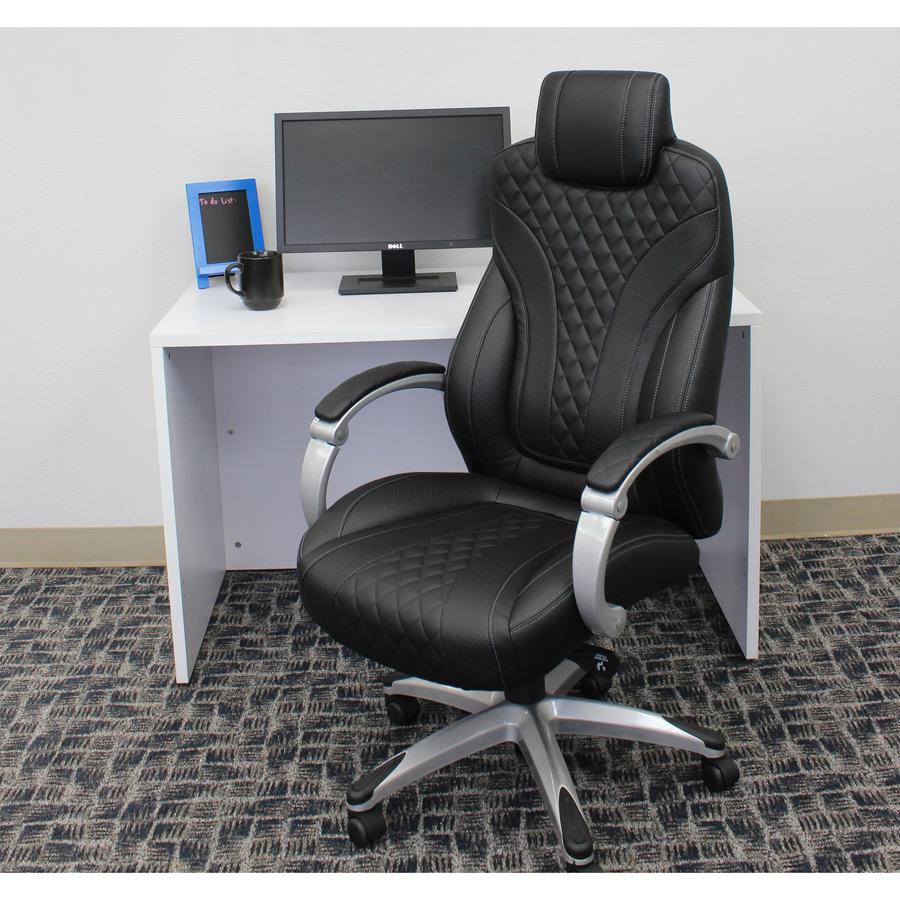 Boss Hinged Arm Executive Chair - Black Vinyl Seat - Black Back - 5-star Base - Armrest - 1 Each. Picture 2