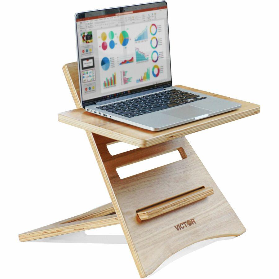Victor High Rise Laptop Riser - 10 lb Load Capacity - 16.5" Height x 17" Width - Acacia Wood - Natural. Picture 2
