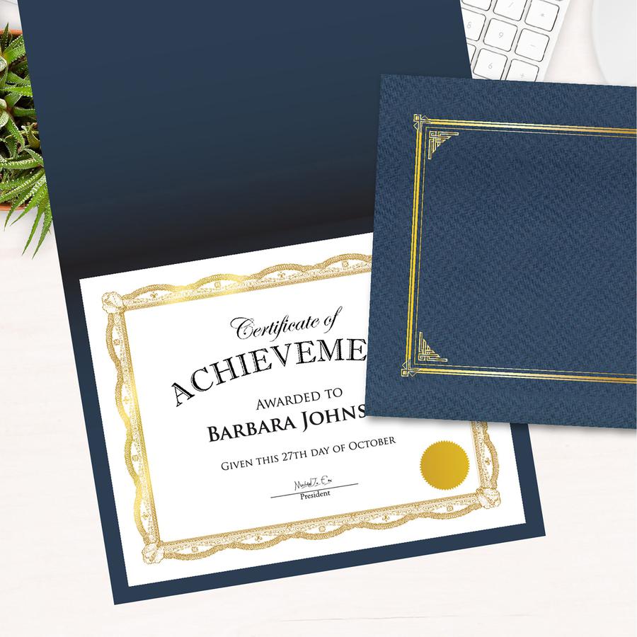 Geographics Premium Certificates with Gold Seals - 65 lb Basis Weight - 11" - Inkjet Compatible - Gold, Assorted, Multicolor with Gold Border - Card Stock, Foil - 12 / Pack. Picture 2