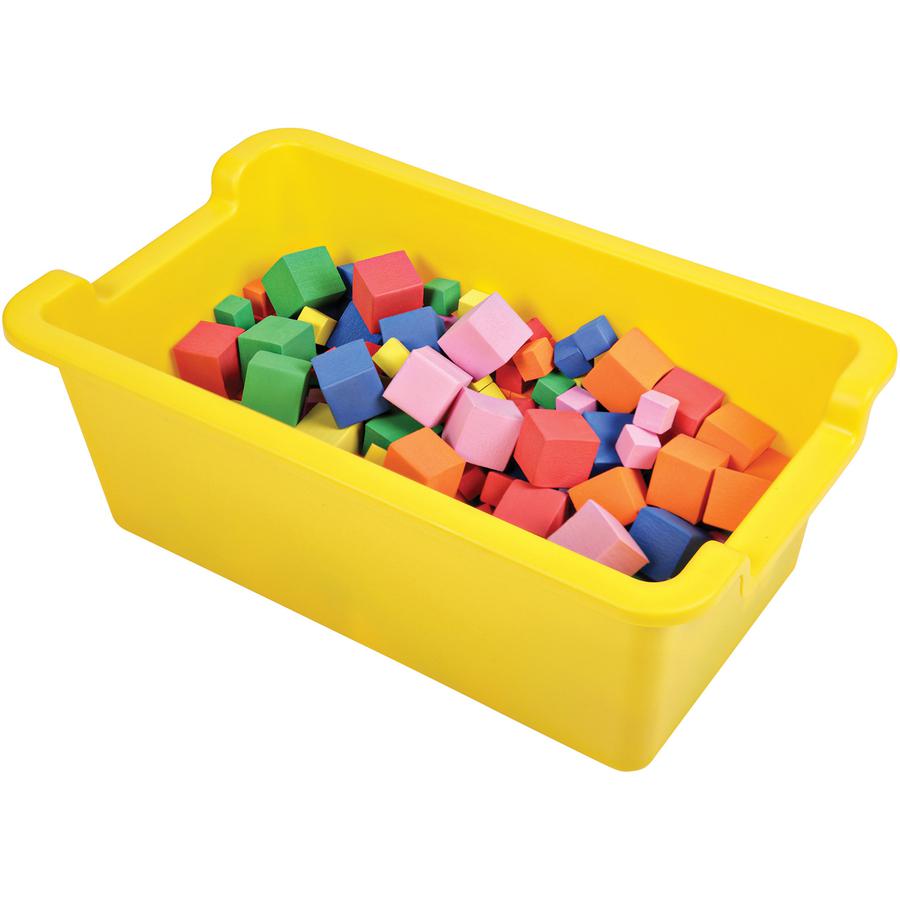 Deflecto Antimicrobial Rectangular Storage Bin - 5.1" Height x 13.2" Width x 8.1" Depth - Antimicrobial, Lightweight, Mold Resistant, Mildew Resistant, Handle, Portable, Stackable - Yellow - Polypropy. Picture 2