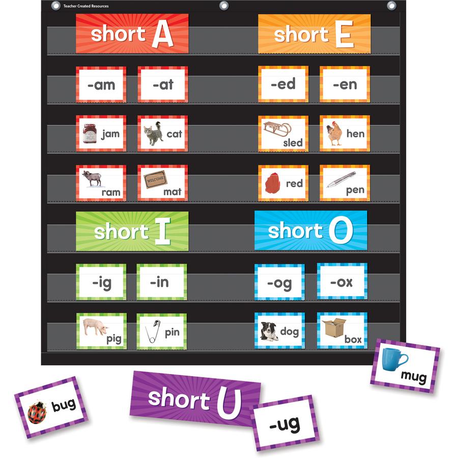 Teacher Created Resources Short Vowels Pocket Chart Cards - Skill Learning: Short Vowels - 205 Pieces - 1 Pack. Picture 2