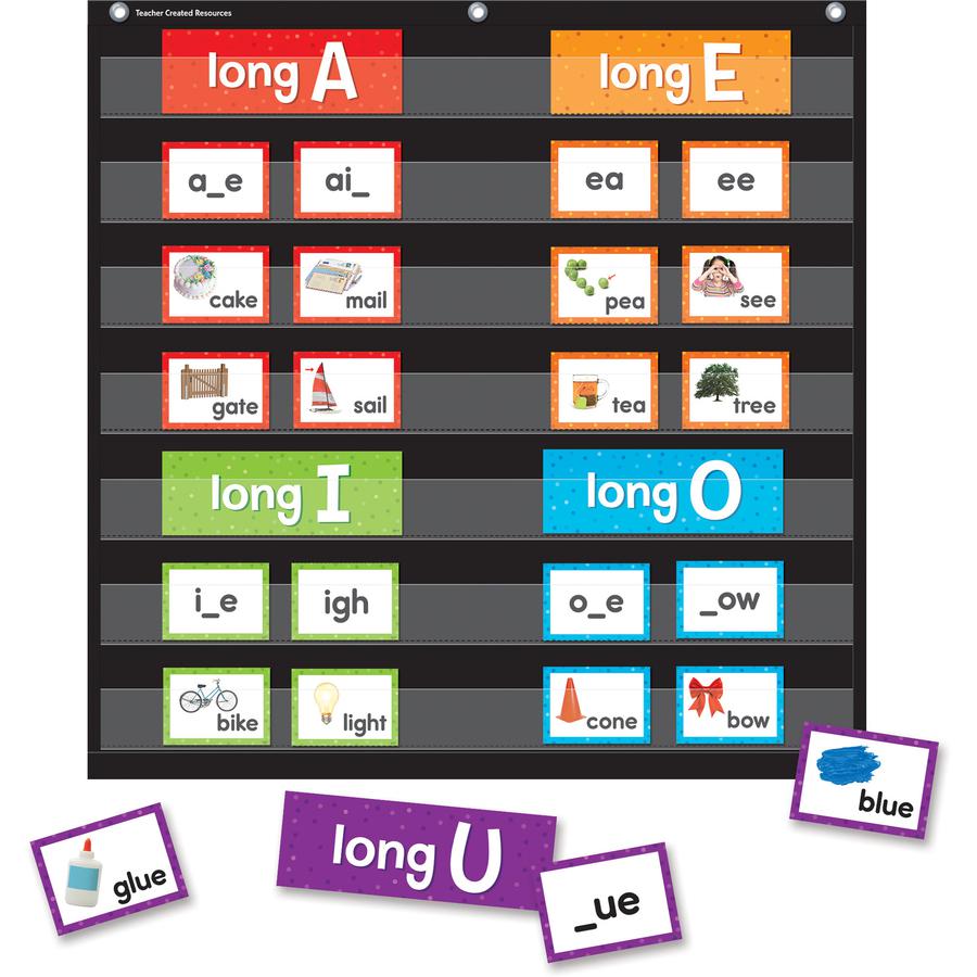 Teacher Created Resources Long Vowels Pocket Chart Cards - Skill Learning: Long Vowels - 205 Pieces - 1 Pack. Picture 2