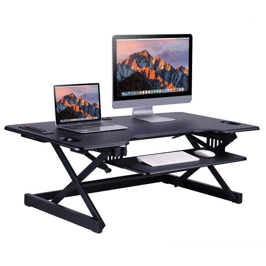 Rocelco Sit/Stand Desk Riser - 45 lb Load Capacity - 20" Height x 45.8" Width x 23.8" Depth - Black. Picture 2