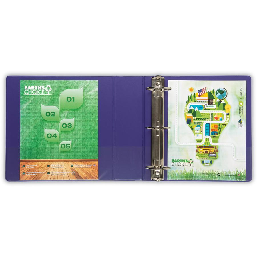 Samsill Earth's Choice Plant-based View Binders - 3" Binder Capacity - Letter - 8 1/2" x 11" Sheet Size - 3 x Round Ring Fastener(s) - Chipboard, Polypropylene, Plastic - Purple - Recycled - Durable, . Picture 2