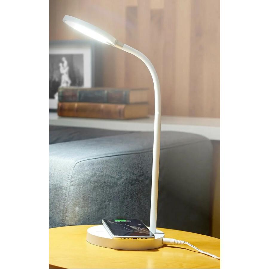 Bostitch Qi Wireless Charging LED Desk Lamp White - LED Bulb - Adjustable Brightness, Flexible, Touch Sensitive Control Panel, Dimmable, Glare-free Light, Flicker-free, Adjustable Head, Qi Wireless Ch. Picture 2