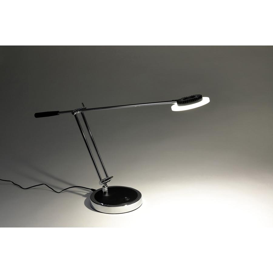 Bostitch Boom Arm Desk Lamp - 29.5" Height - 8 W LED Bulb - Polished Metal - Adjustable, Flicker-free, Glare-free Light, Eco-friendly - 450 lm Lumens - Desk Mountable - Chrome - for Office, Workspace,. Picture 2