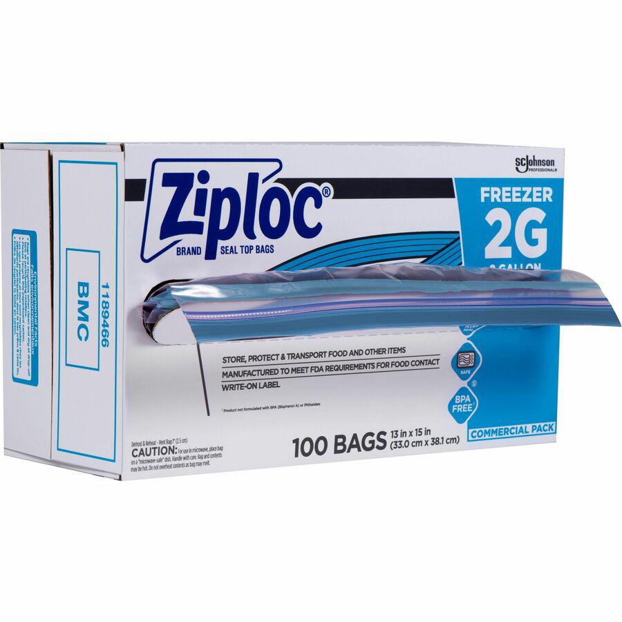 Ziploc&reg; Grip n' Seal Freezer Bags - 2 gal Capacity - 13" Width x 15" Length - Blue - Plastic - 1Carton - Food, Meat, Poultry, Fish. Picture 2