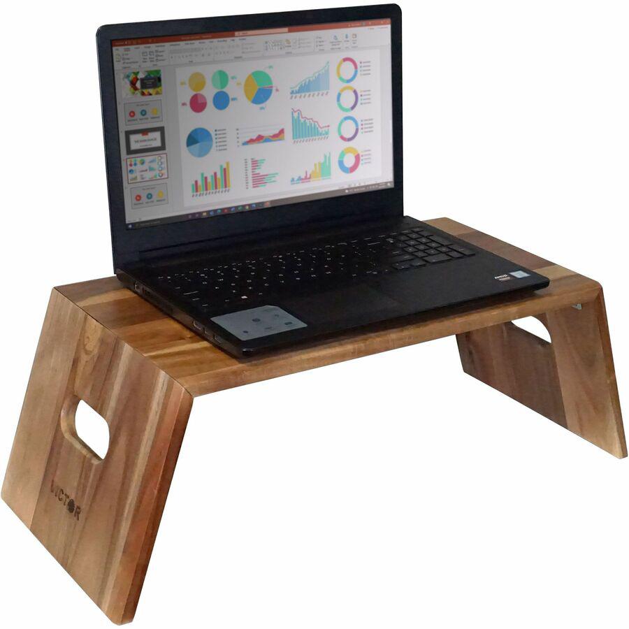 Victor High Rise Portable Folding Laptop Desk - 10 lb Load Capacity - 8.8" Height - Desk - Acacia Wood, Plywood - Natural. Picture 2