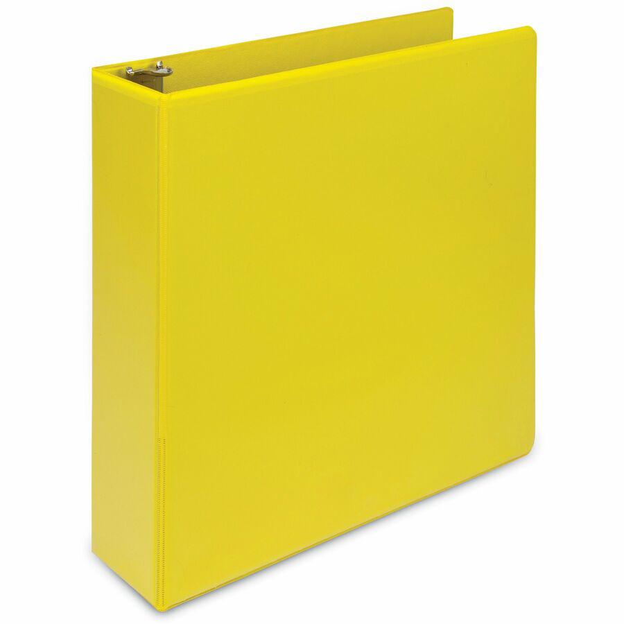 Samsill Durable Three-Ring View Binder - 2" Binder Capacity - 475 Sheet Capacity - 3 x D-Ring Fastener(s) - 2 Internal Pocket(s) - Polypropylene, Chipboard - Yellow - Recycled - Durable, PVC-free, Ink. Picture 2