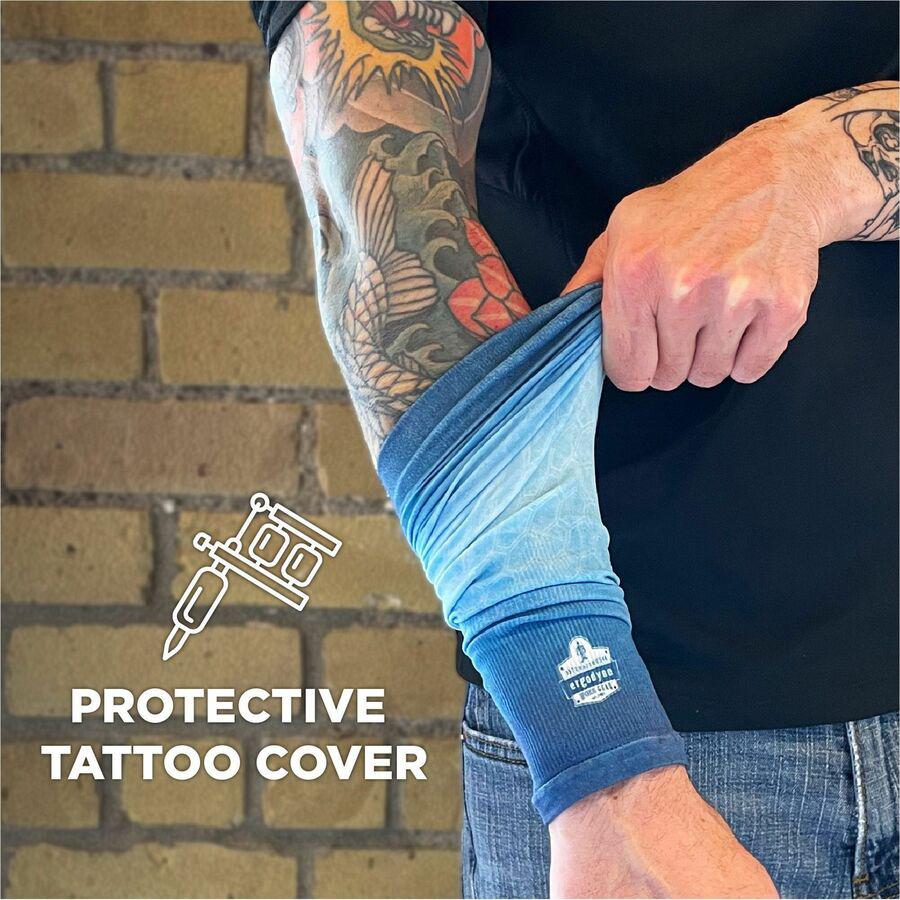 Chill-Its 6695 Sun Protection Arm Sleeves - Blue - UV Protection, Moisture Wicking, Stretchable, Machine Washable. Picture 2