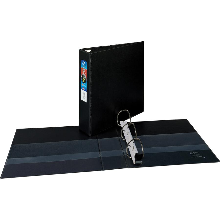 Avery&reg; 2" Heavy Duty Binder - 2" Binder Capacity - Letter - 8 1/2" x 11" Sheet Size - 540 Sheet Capacity - Ring Fastener(s) - 4 Pocket(s) - Polypropylene - Recycled - Pocket, Heavy Duty, One Touch. Picture 3