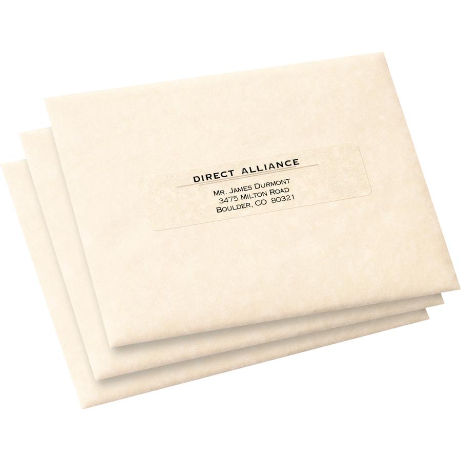Avery&reg; Easy Peel Return Address Labels - 1" Width x 4" Length - Permanent Adhesive - Rectangle - Laser - Clear - Film - 20 / Sheet - 50 Total Sheets - 1000 Total Label(s) - 1000 / Box. Picture 4
