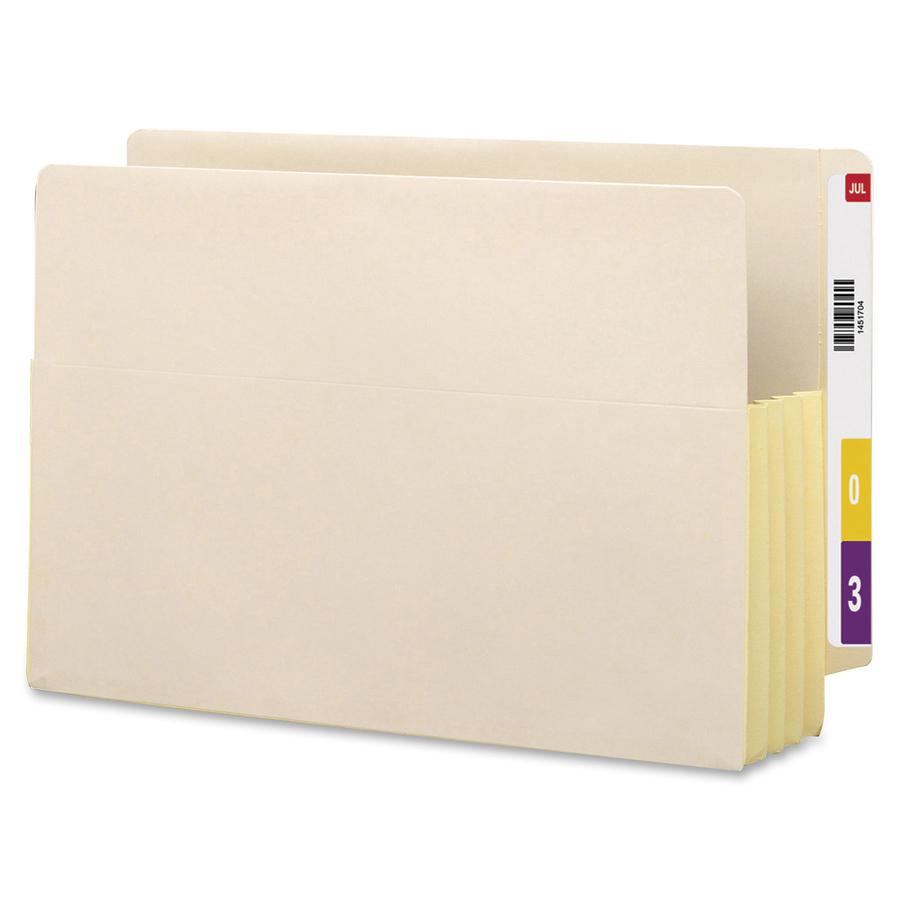 Smead TUFF Pocket Straight Tab Cut Legal Recycled File Pocket - 8 1/2" x 14" - 800 Sheet Capacity - 3 1/2" Expansion - Manila - Manila - 10% Recycled - 10 / Box. Picture 2