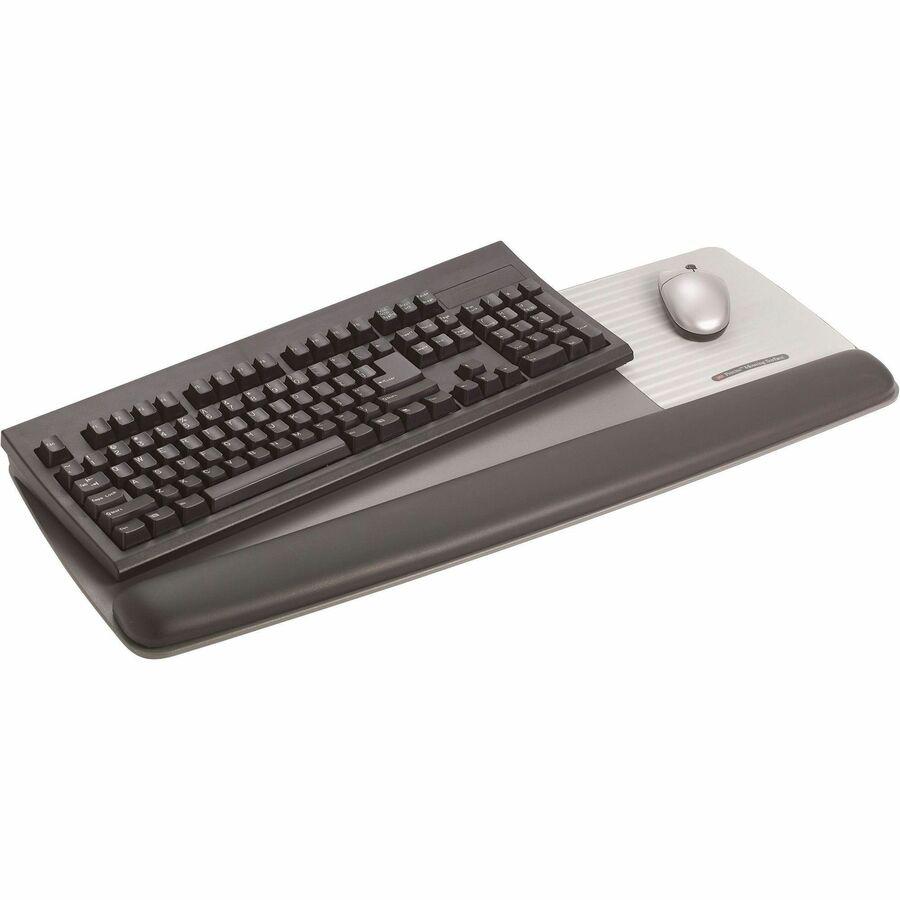 3M Gel Wristrest Platform for Keyboard and Mouse - 1" x 25.56" x 10.62" Dimension - Black - Gel, Leatherette - 1 Pack. Picture 2