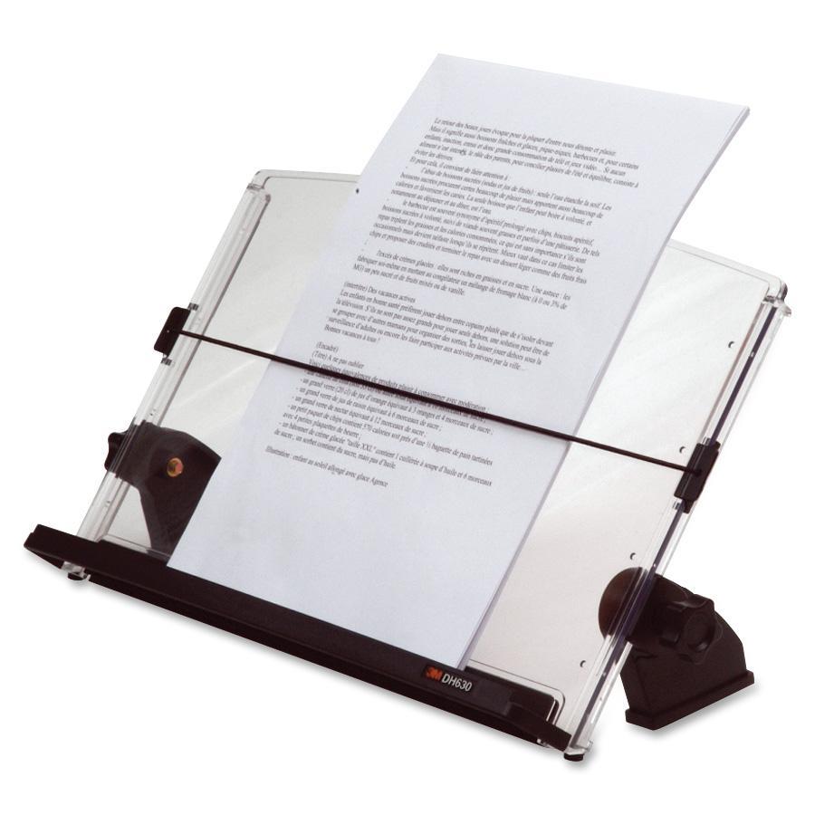 3M In-Line Adjustable Compact Document Holder - 14" Width - Black, Clear. Picture 2
