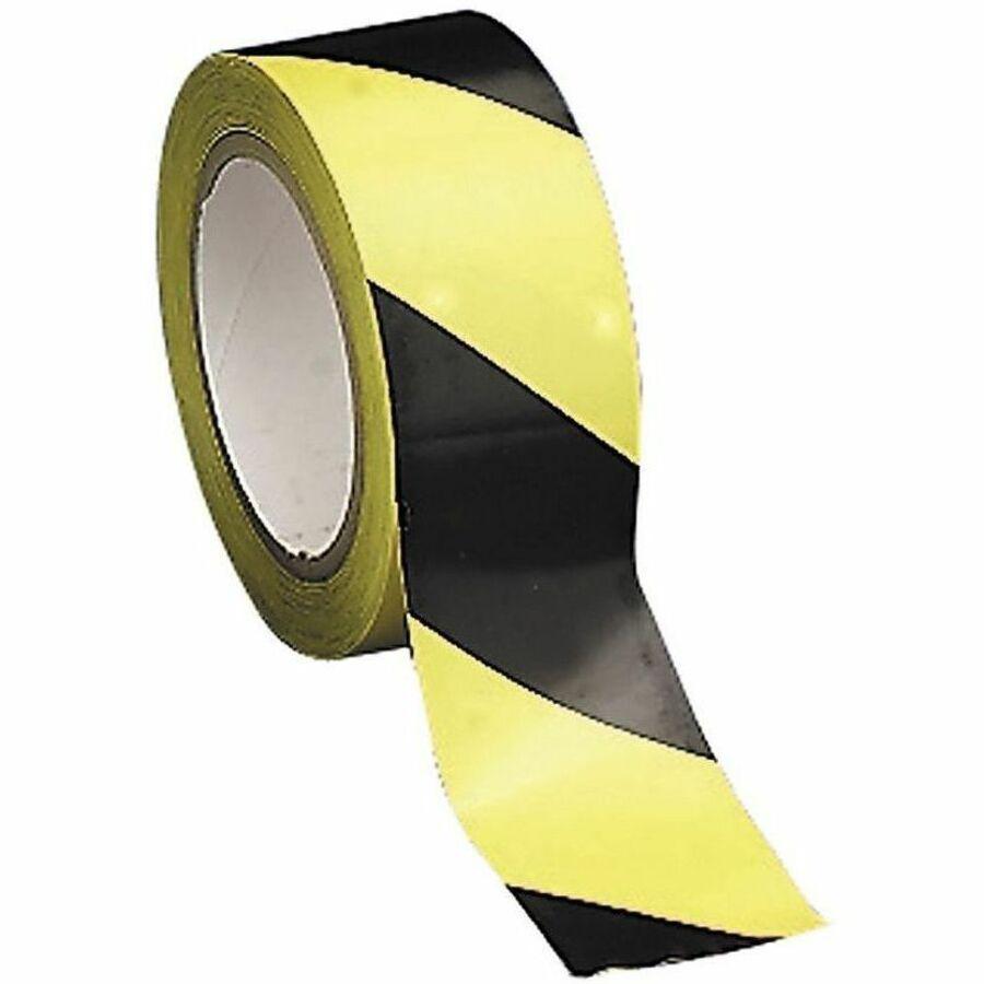 Tatco Hazard/Aisle Marking Tape - 36 yd Length x 2" Width - Adhesive Backing - For Marking - 1 / Roll - Yellow, Black. Picture 2