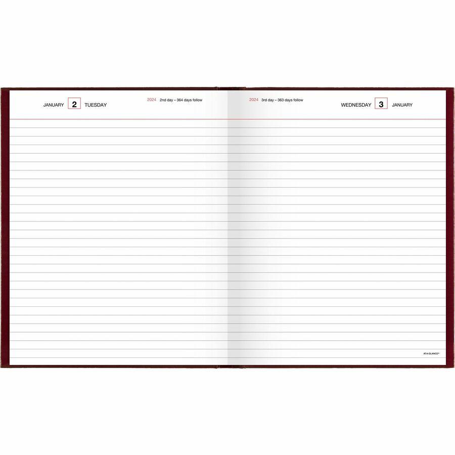 At-A-Glance Standard Diary Diary - Medium Size - Business - Julian Dates - Daily - 12 Month - January 2024 - December 2024 - 1 Day Single Page Layout - 7 1/2" x 9 1/2" White Sheet - Case Bound - Vinyl. Picture 2