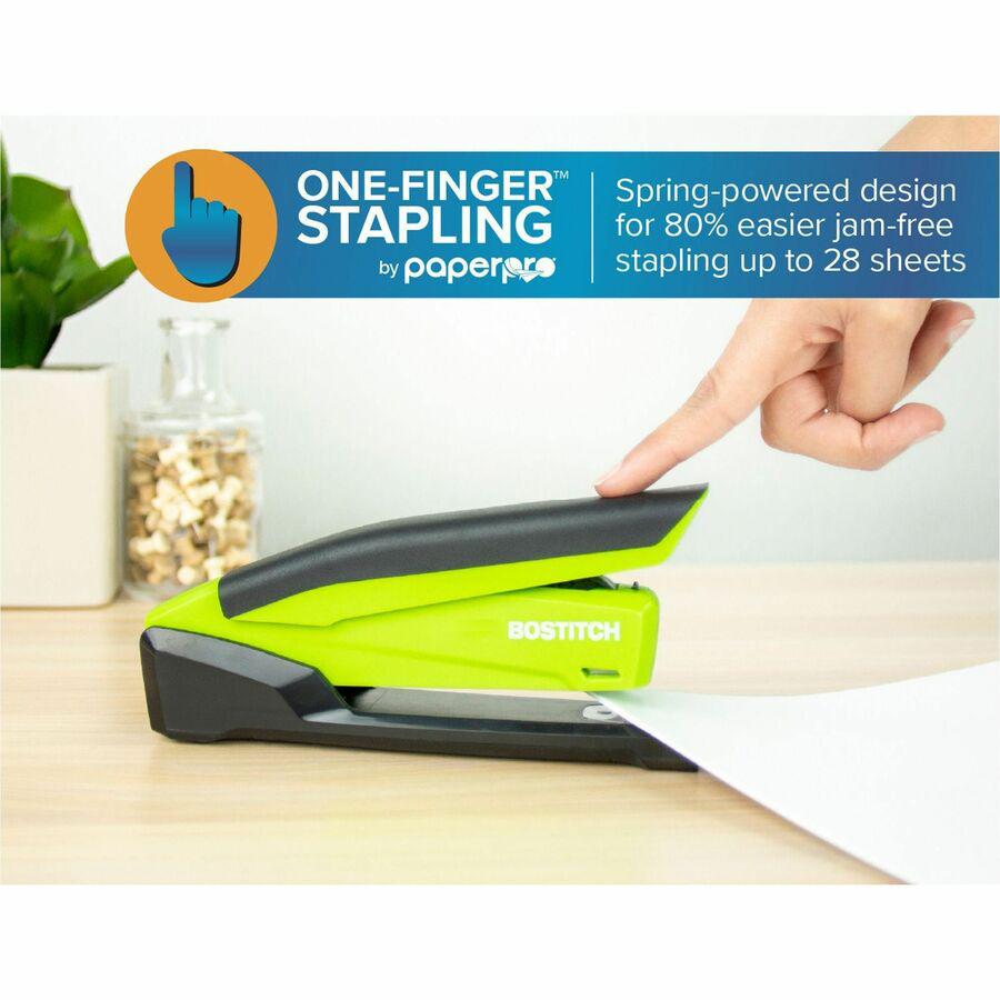 Bostitch InPower Spring-Powered Antimicrobial Desktop Stapler - 20 Sheets Capacity - 210 Staple Capacity - Full Strip - 1 Each - Green. Picture 2