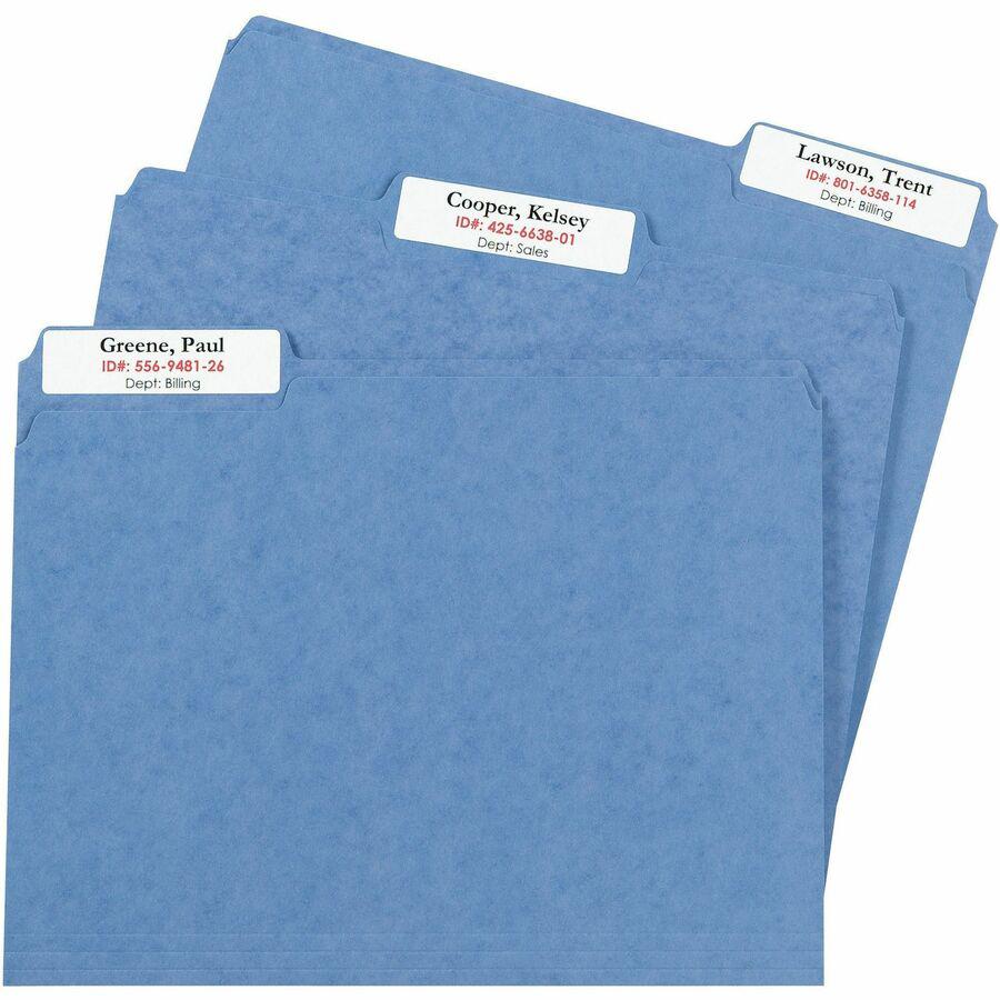 Avery&reg; Extra-Large File Folder Labels - 15/16" Width x 3 7/16" Length - Permanent Adhesive - Rectangle - Laser, Inkjet - White - Paper - 18 / Sheet - 25 Total Sheets - 450 Total Label(s) - 450 / P. Picture 5