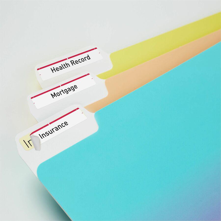 Avery&reg; TrueBlock File Folder Labels - Permanent Adhesive - Rectangle - Laser, Inkjet - Red - Paper - 30 / Sheet - 50 Total Sheets - 1500 Total Label(s) - 1500 / Box. Picture 2