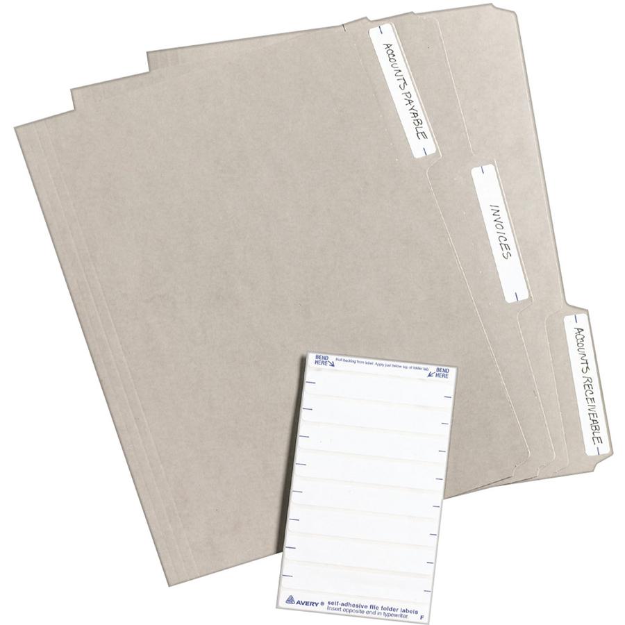 Avery&reg; Permanent File Folder Labels - 11/16" x 3 7/16" Length - Permanent Adhesive - Rectangle - Laser, Inkjet - White - 7 / Sheet - 252 / Pack. Picture 3