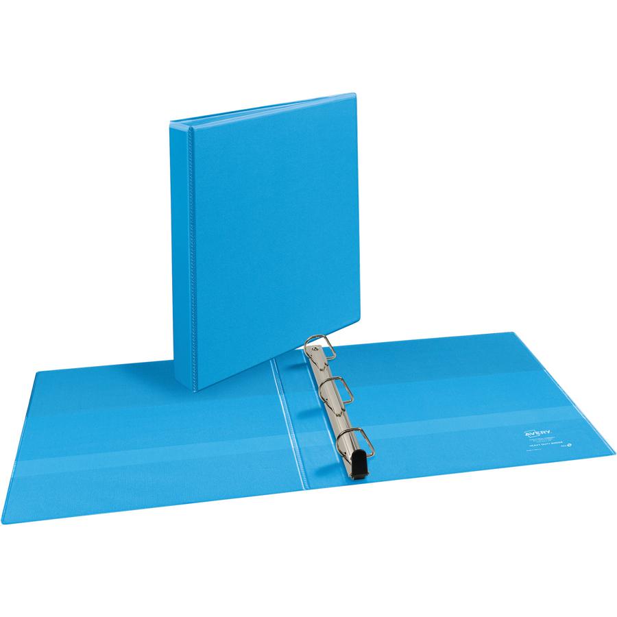 Avery&reg; Heavy-duty Nonstick View Binder - 1" Binder Capacity - Letter - 8 1/2" x 11" Sheet Size - 220 Sheet Capacity - 3 x Slant D-Ring Fastener(s) - 4 Internal Pocket(s) - Poly - Light Blue - Recy. Picture 4