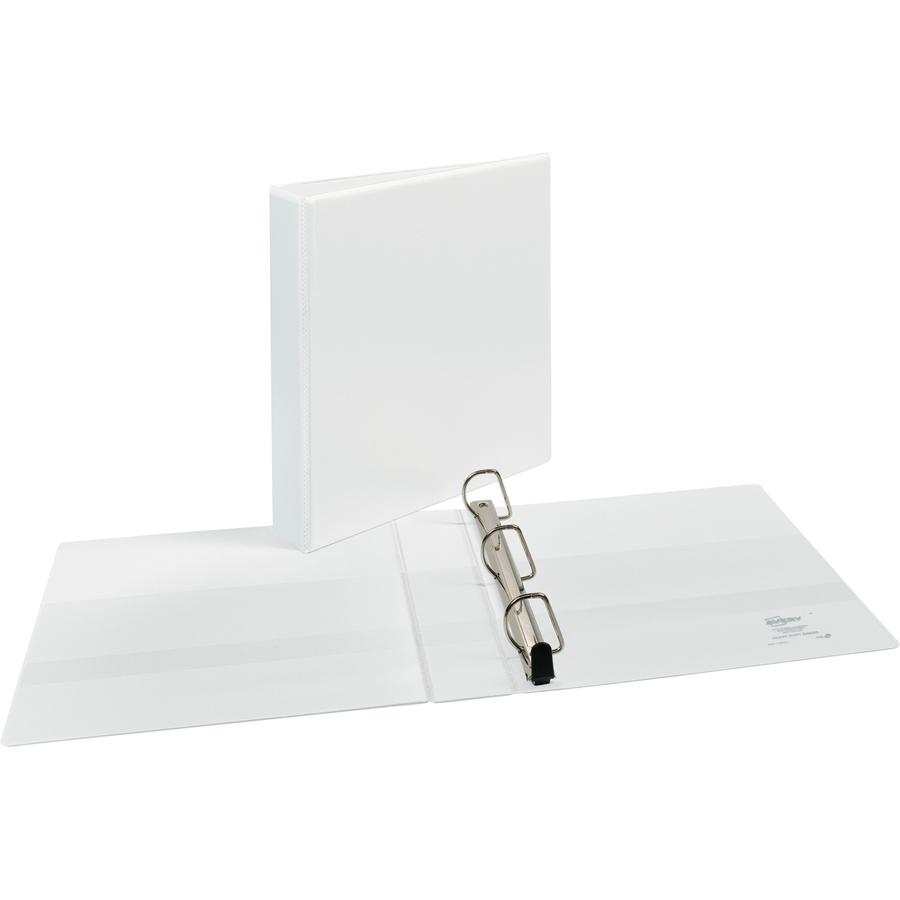 Avery&reg; Heavy-duty Nonstick View Binder - 1 1/2" Binder Capacity - Letter - 8 1/2" x 11" Sheet Size - 375 Sheet Capacity - 3 x Slant D-Ring Fastener(s) - 4 Internal Pocket(s) - Poly - White - Recyc. Picture 3