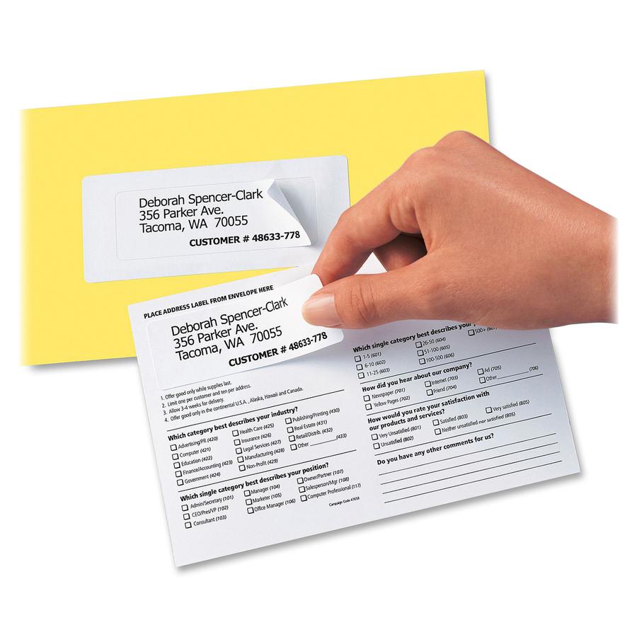 Avery&reg; Send & Reply Piggyback Labels - 1" Width x 3" Length - Permanent Adhesive - Rectangle - Laser, Inkjet - White - Paper - 12 / Sheet - 20 Total Sheets - 240 Total Label(s) - 240 / Pack. Picture 2