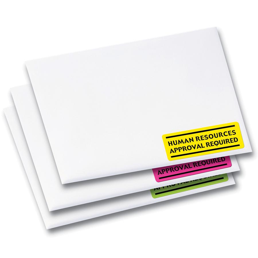 Avery&reg; Shipping Labels - 1" Width x 2 5/8" Length - Permanent Adhesive - Rectangle - Laser - Neon Magenta, Neon Green, Neon Yellow - Paper - 30 / Sheet - 15 Total Sheets - 450 Total Label(s) - 450. Picture 2