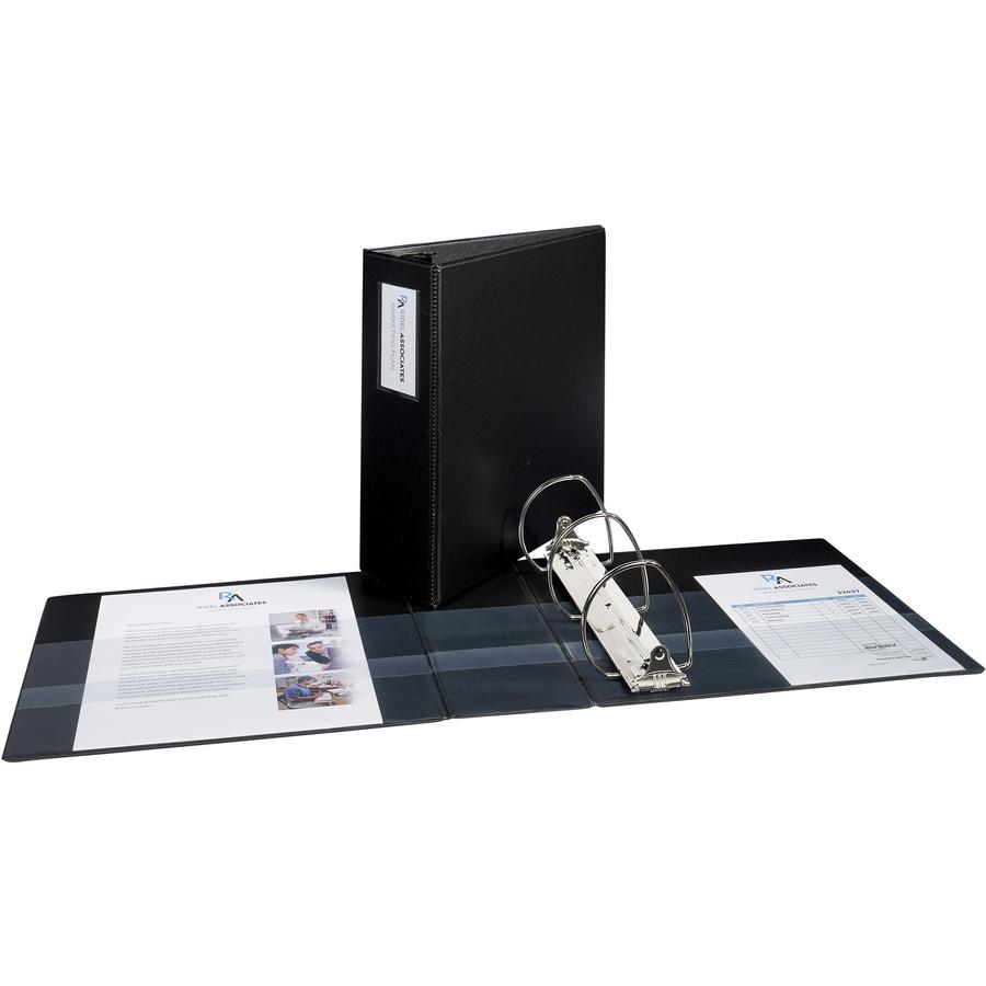 Avery&reg; DuraHinge Durable Binder with Label Holder - 1" Binder Capacity - Letter - 8 1/2" x 11" Sheet Size - 275 Sheet Capacity - 3 x D-Ring Fastener(s) - 4 Internal Pocket(s) - Poly - Black - Recy. Picture 3