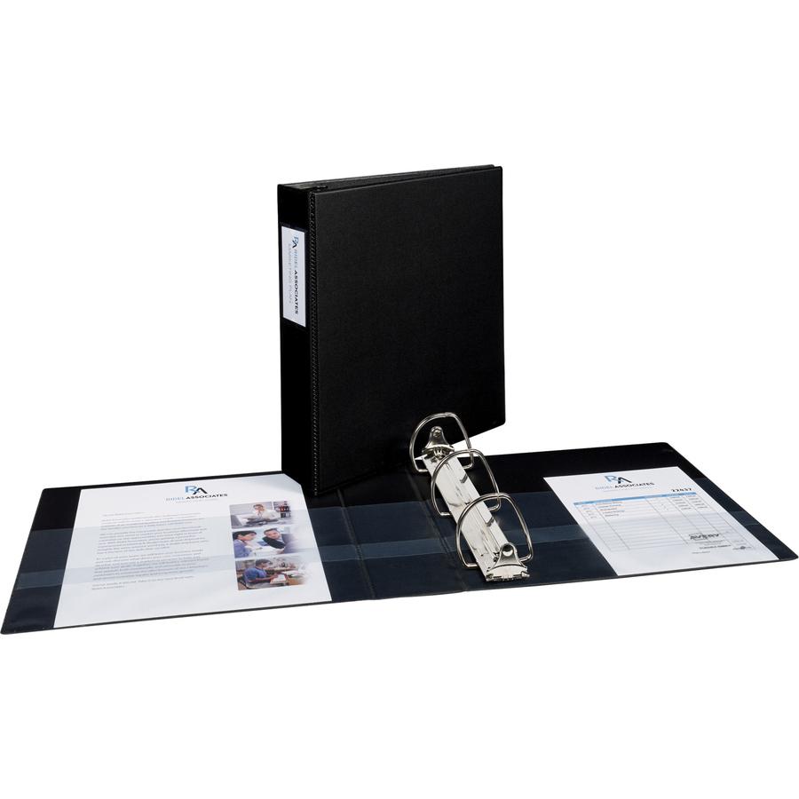 Avery&reg; DuraHinge Durable Binder with Label Holder - 2" Binder Capacity - Letter - 8 1/2" x 11" Sheet Size - 540 Sheet Capacity - 3 x D-Ring Fastener(s) - 4 Internal Pocket(s) - Poly - Black - Recy. Picture 2
