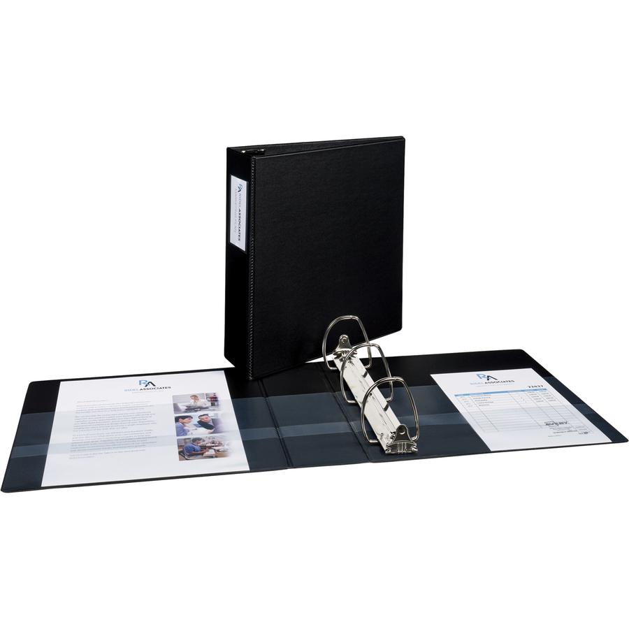 Avery&reg; DuraHinge Durable Binder with Label Holder - 3" Binder Capacity - Letter - 8 1/2" x 11" Sheet Size - 670 Sheet Capacity - 3 x D-Ring Fastener(s) - 4 Internal Pocket(s) - Poly - Black - Recy. Picture 4