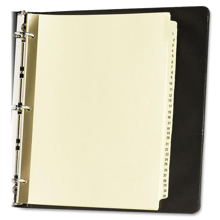 Avery&reg; Laminated Dividers - Gold Reinforced - 31 x Divider(s) - Printed Tab(s) - Digit - 1-31 - 31 Tab(s)/Set - 8.5" Divider Width x 11" Divider Length - Letter - 3 Hole Punched - Buff Paper Divid. Picture 3