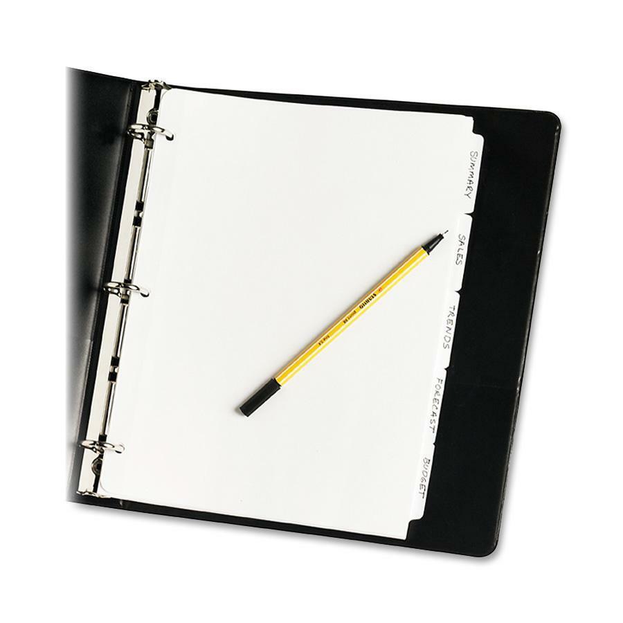Avery&reg; Plain Tab Write-On Dividers - 5 x Divider(s) - 5 Tab(s)/Set - 8.5" Divider Width x 11" Divider Length - Letter - 3 Hole Punched - White Tab(s) - Recycled - Reinforced, Non-laminated - 36 / . Picture 2