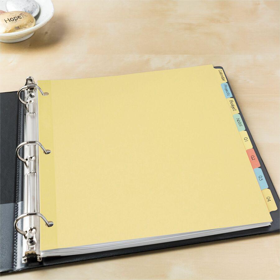 Avery&reg; Plain Tab Write-On Dividers - 8 x Divider(s) - Write-on Tab(s) - 8 Tab(s)/Set - 8.5" Divider Width x 11" Divider Length - Letter - Multicolor Tab(s) - Recycled - Reinforced, Non-laminated -. Picture 2