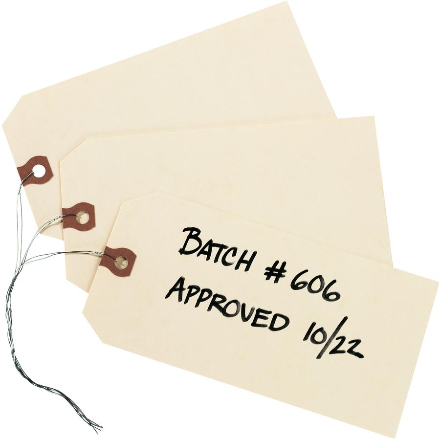 Avery&reg; Shipping Tags - #9 - 4.75" Length x 2.37" Width - Rectangular - Wire Fastener - 1000 / Box - Card Stock, Pulp - Manila. Picture 2