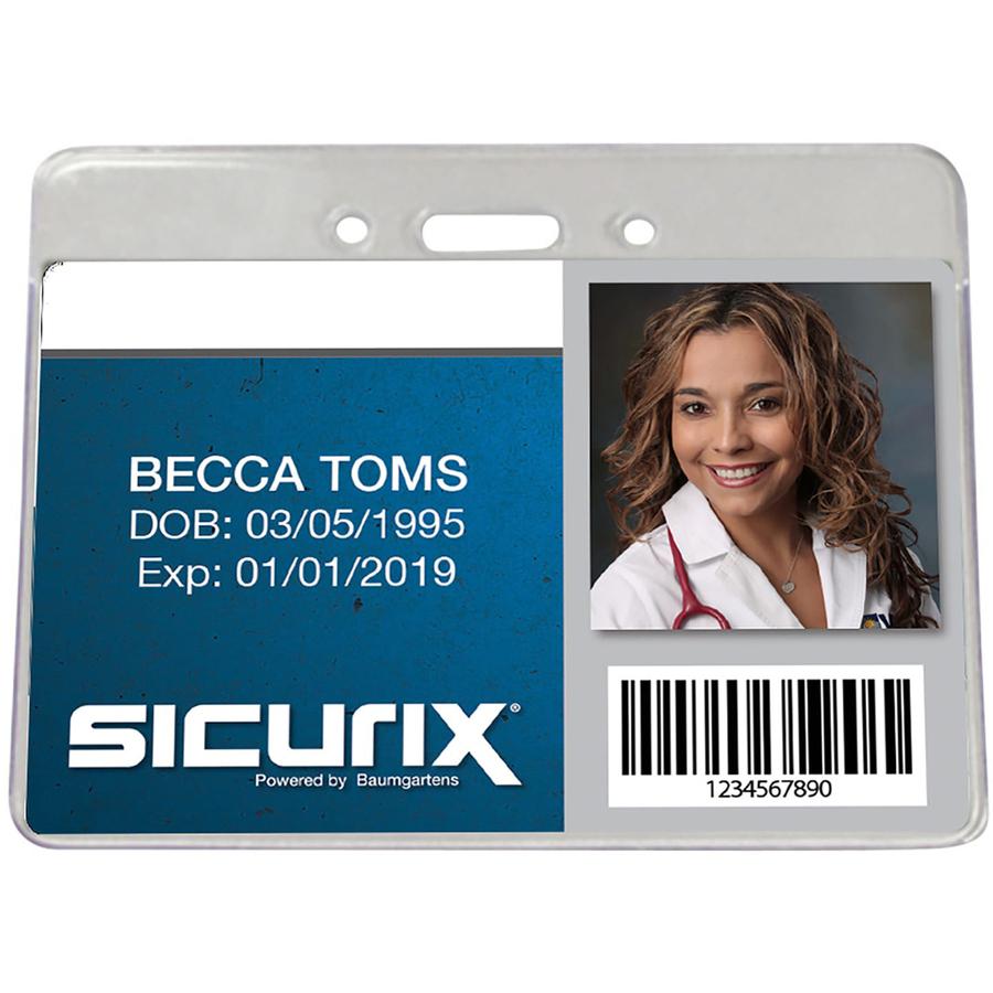 SICURIX Proximity Badge Holder - Support 3.50" x 2.37" Media - Horizontal - Vinyl - 50 / Pack - Clear. Picture 6