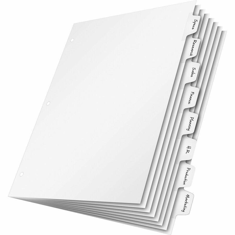Cardinal Write 'N Erase Mylar Tab Dividers - 8 x Divider(s) - Write-on Tab(s) - 8 Tab(s)/Set - 9" Divider Width x 11" Divider Length - Letter - 8.50" Width x 11" Length - White Divider - White Mylar T. Picture 2
