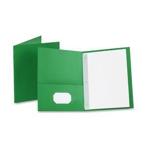 Oxford Letter Recycled Pocket Folder - 8 1/2" x 11" - 85 Sheet Capacity - 3 Fastener(s) - 1/2" Fastener Capacity for Folder - 2 Inside Front & Back Pocket(s) - Leatherette - Light Green - 10% Recycled. Picture 3
