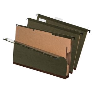 Pendaflex Letter Recycled Hanging Folder - 8 1/2" x 11" - 2" Expansion - 2" Fastener Capacity for Folder - 2 Divider(s) - Tyvek, Pressboard - Green - 10% Recycled - 10 / Box. Picture 2