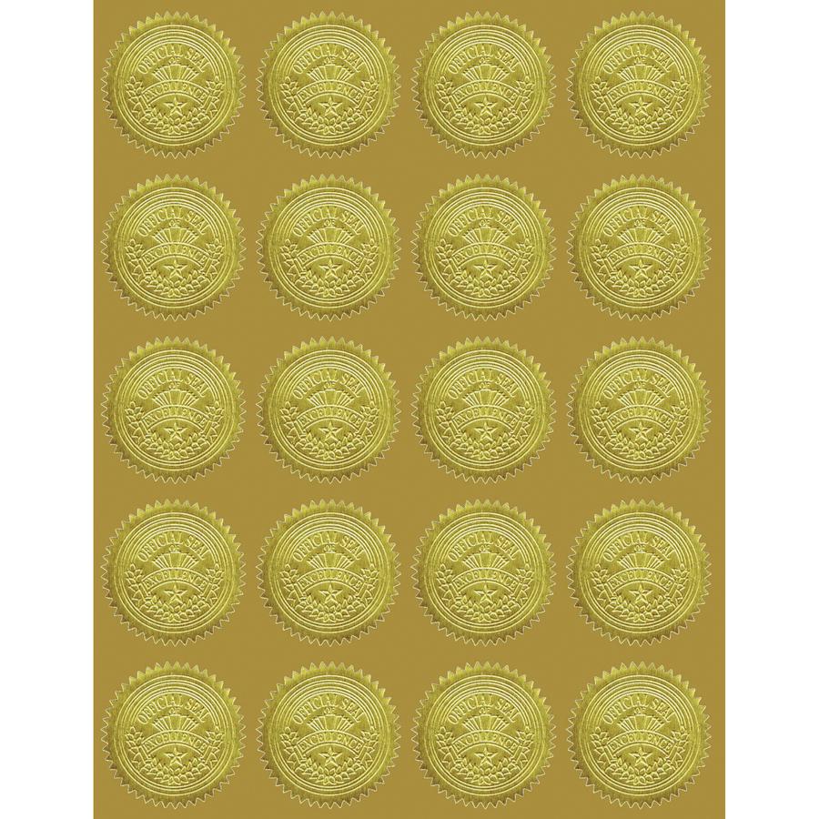 Geographics Gold Embossed Seals - 2" Diameter - For Certificate, Note Card, Proposal - Golden - 100 / Pack. Picture 3
