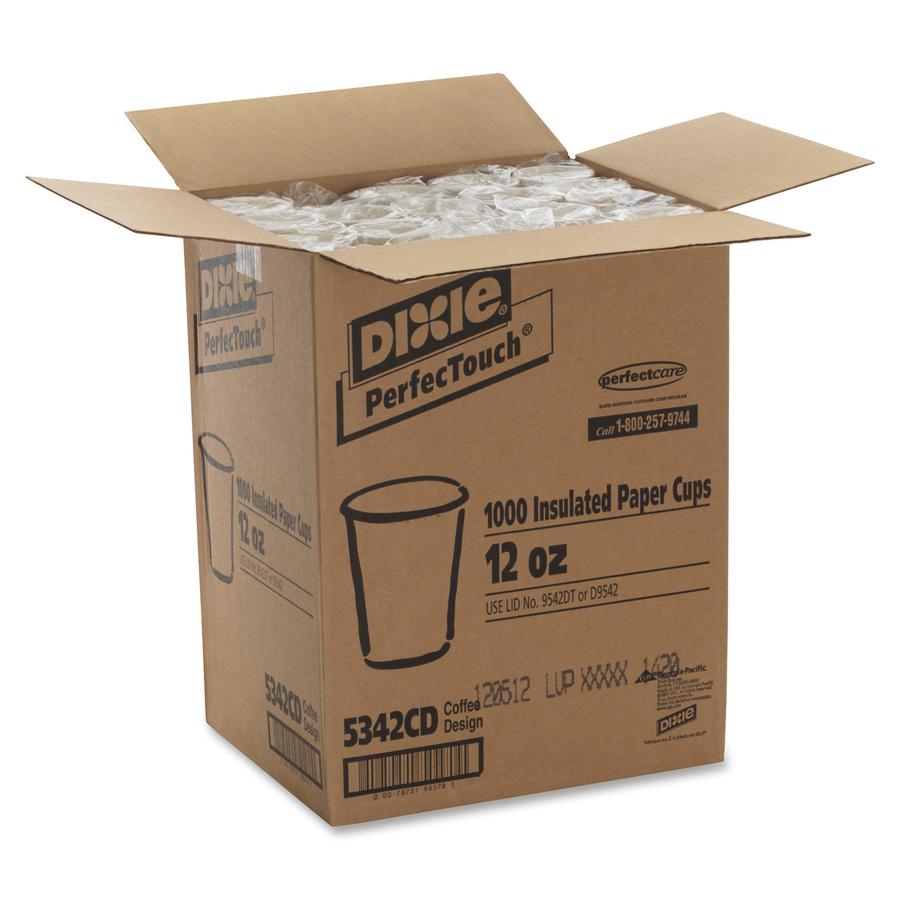 Dixie PerfecTouch 12 oz Insulated Paper Hot Coffee Cups by GP Pro - 50 / Pack - Coffee Haze - Paper - Hot Drink. Picture 3