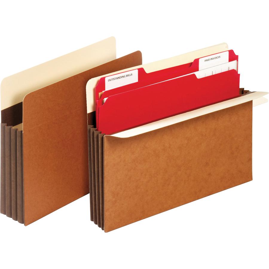 Pendaflex Letter Recycled Expanding File - 8 1/2" x 11" - 5 1/4" Expansion - Tyvek - Brown - 10% Recycled - 10 / Box. Picture 2