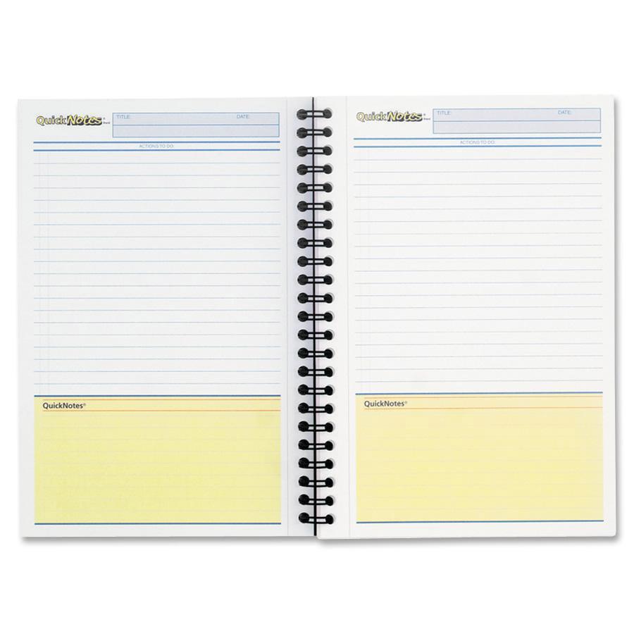 Mead QuickNotes 1 - Subject Business Notebook - Jr.Legal - 80 Sheets - Wire Bound - 20 lb Basis Weight - Jr.Legal - 5" x 8" - White Paper - Black Binding - BlackLinen Cover - Perforated, Subject, Bond. Picture 2