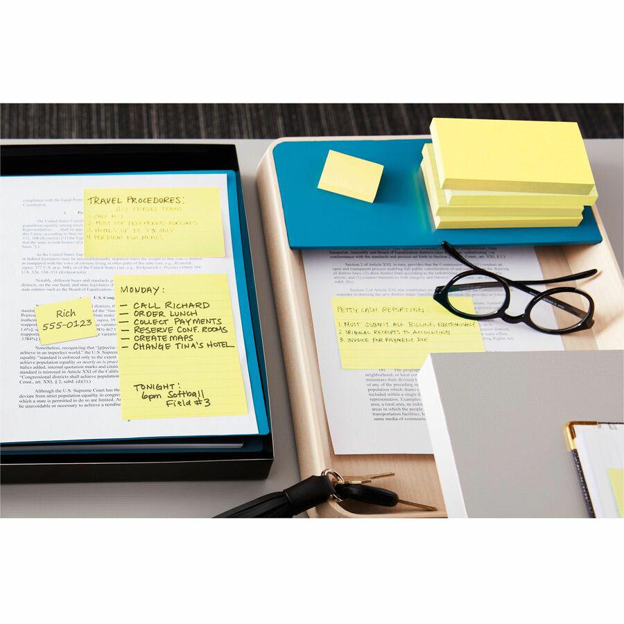 Post-it&reg; Notes Original Notepads - 3" x 3" - Square - 100 Sheets per Pad - Unruled - Canary Yellow - Paper - Self-adhesive, Repositionable - 12 / Pack. Picture 2