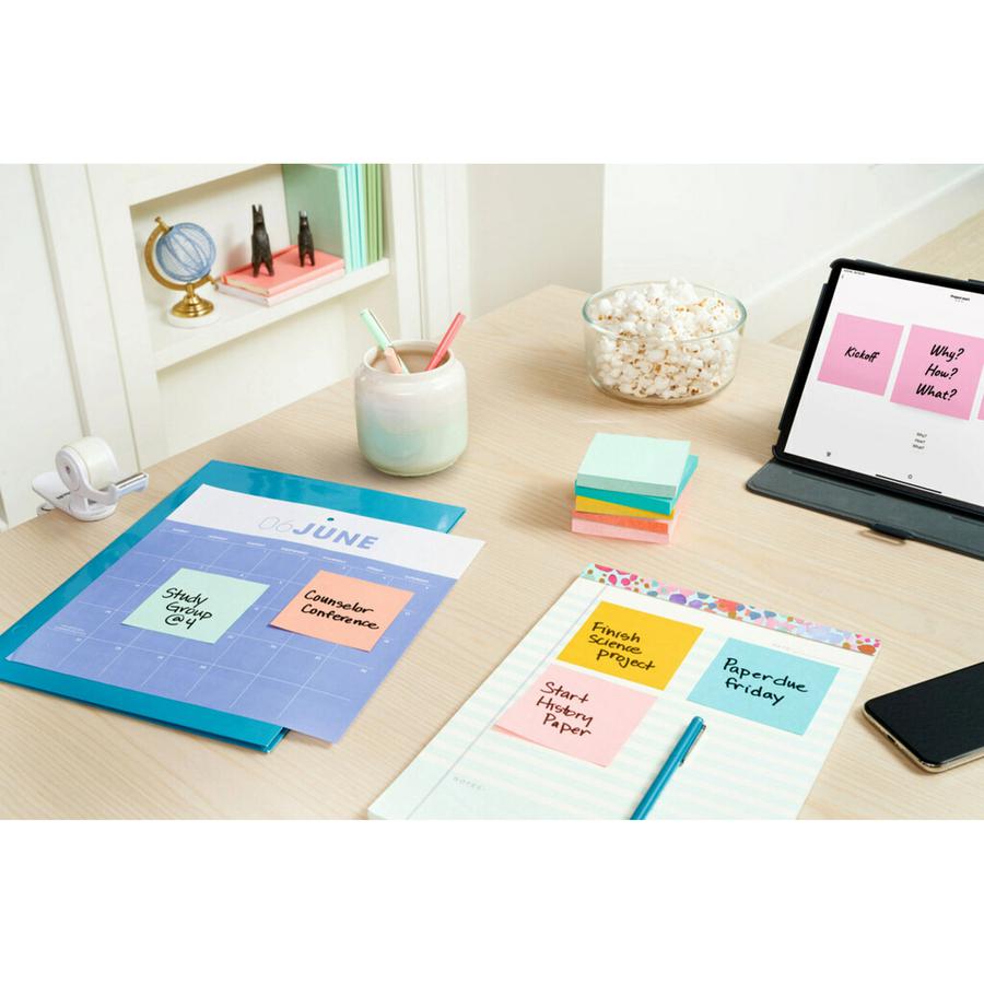 Post-it&reg; Pop-up Notes - Marseille Color Collection - 600 - 3" x 3" - Square - 100 Sheets per Pad - Unruled - Assorted - Paper - Pop-up, Self-adhesive, Repositionable - 6 / Pack. Picture 3