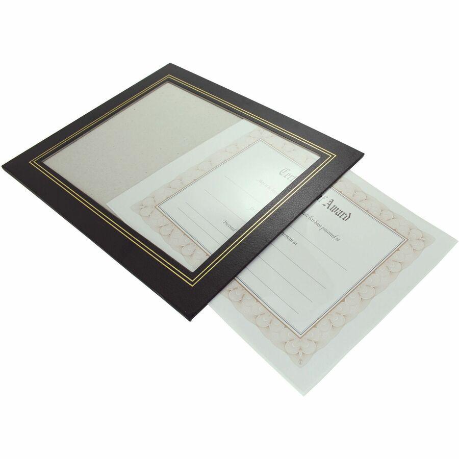 Golite nu-dell Flat Document Frames - Holds 11" x 8.50" Insert - Desktop - Horizontal, Vertical - Easel Back, Hanger - 2 / Pack - Leatherette - Black. Picture 2