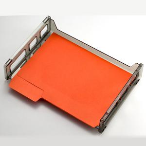 Officemate Stacking Tray, Letter Size, Smoke, 1 Tray (21001) - 2.8" Height x 13.2" Width x 9" Depth, Desktop - Stackable, Durable, Non-stick, Portable, Carrying Handle, Smoke, 1 Each. Picture 3