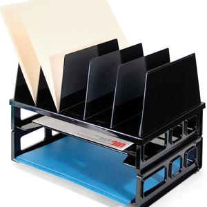 Officemate Sorter with 2 Letter Trays - 5 Compartment(s) - 10.3" Height x 13.5" Width x 9.1" Depth, Desktop - Stackable - Black - 1 / Pack. Picture 2