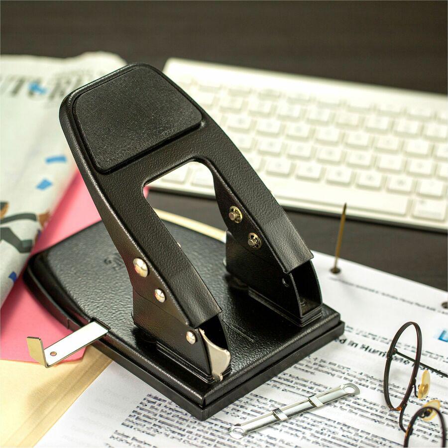 Officemate Heavy-Duty 2-Hole Punch - 2 Punch Head(s) - 50 Sheet of 20lb Paper - 1/4" Punch Size - Steel - Black. Picture 2